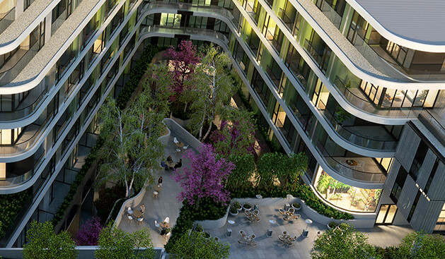 Sierra Hawthorn features Courtyards